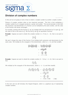 Division of complex numbers PDF Free Download