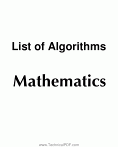 List of Algorithms Mathematics PDF Free Download