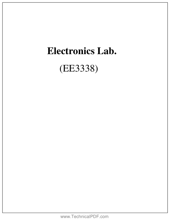 Electronics Lab EE3338 PDF Free Download