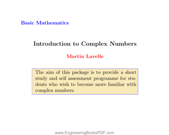 Introduction to Complex Numbers PDF Free Download