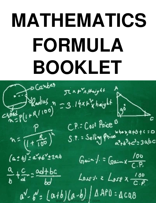 Mathematics Formula Booklet PDF Free Download